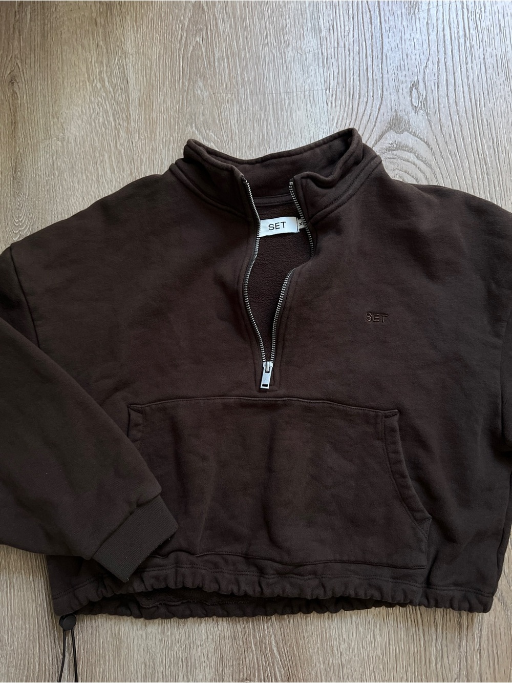 SET Active Quarter-Zip Pullover Sweater in Dark Brown